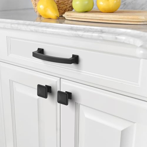 Amerdeco 10 Pack Matte Black 3.75 Inch(96mm) Hole Centers Kitchen Cabinet Pulls Cabinet Hardware Kitchen Handles for Cabinets Cupboard Handles Drawer Pulls ZH0009 - color: Matte Black, size: 3.75" hole center