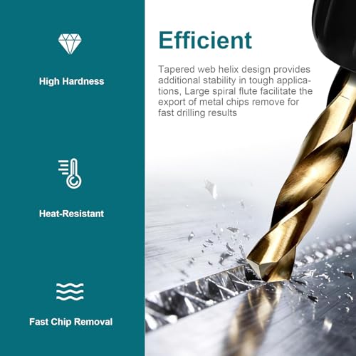 45/64 Inch Cobalt Drill Bit, M35 HSS Twist Drill Bit, 135° Split Point - size: 45/64 Inch