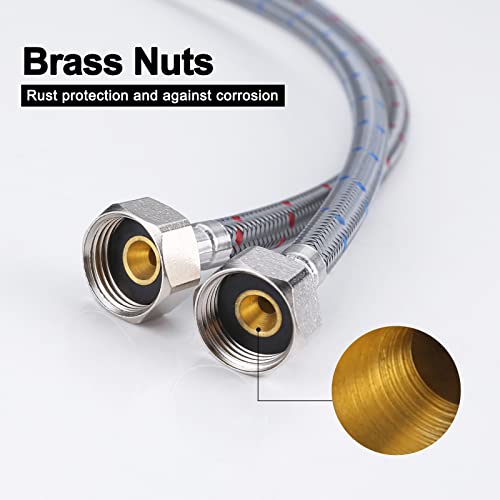 Faucet Supply Lines, ARCORA 20" Length Bathroom Kitchen Faucet Connector Braided Nylon Water Supply Line 3/8" Comp x 1/2" Comp 2Pcs (1 Pair) - size: 20 Inch