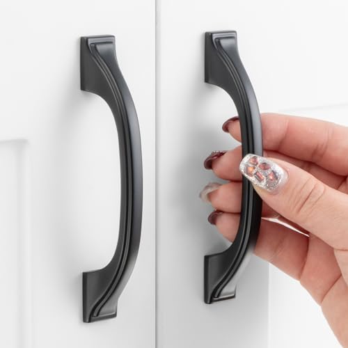 3 Inch Matte Black Cabinet Pulls Arch Drawer Handles 10 Pack P2409 - color: Black, size: 3" Hole Centers-10 Pcs