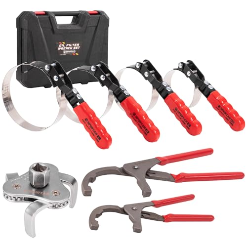 Spurtar 7pcs Swivel Oil Filter Wrench Set, 9" & 12" Oil Filter Removal Tool - size: 7-Piece Set: 2-3/4" - 5-1/4"