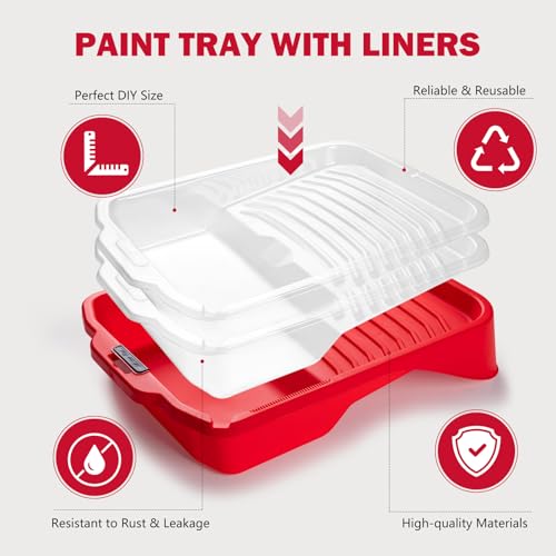 Mister Rui 9 Inch Paint Tray 21 Pack with 20 Liners - size: 9 Inch, 21 Pack