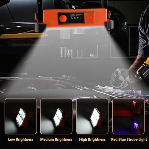 YXQUA 120W Solar Rechargeable Work Light, 144 LED 10000LM, Orange - color: Orange