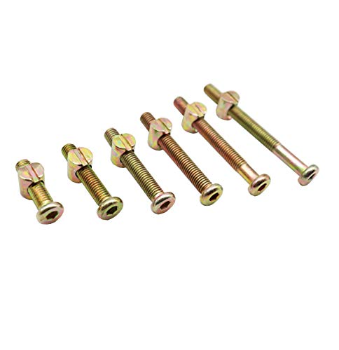 30-Set M8 Crib Screws, binifiMux 60pcs Hex Key Drive Socket Cap Crib Bolts Barrel Nuts, M8 x 30mm/ 40mm/ 50mm/ 60mm/ 70mm/ 80mm Furniture Bolt and Barrel Nuts Assortment Kit