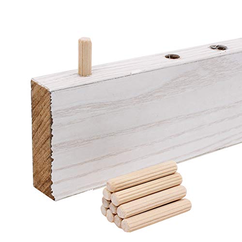 100 Pack 1/4" Wood Dowel Pins Grooved Hardwood Dowels for Furniture Joinery | Straight Grooved Wooden Dowels for Strong Wood Joints, Cabinet Making, Furniture Repair and DIY Woodworking Jig Projects