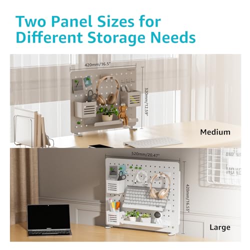 PEGZONE Clamp on Desk Pegboard, 20.4" x 16.5", with 15 Accessories, White - color: White, size: Large