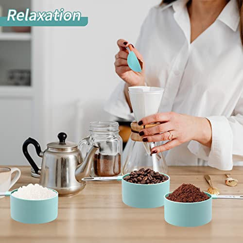 Measuring Cups Set Measuring Spoons Set, Nesting Measure Cups with Stainless Steel Handle, For Measuring Dry and Liquid Ingredients Small Teaspoon with Plastic Head (Mint Green) - color: Mint Green