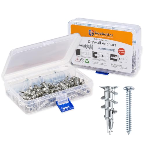 Drywall Anchors and Screws Kit, 100 Pcs Self Drilling Drywall Anchors, 50 Pcs Zinc Sheetrock Anchors and 50 Pcs #8 x 1-1/4" Metal Screws, Heavy Duty Wall Anchors, 75 Lbs Hanging Mounting - size: #8 x 1-1/4"
