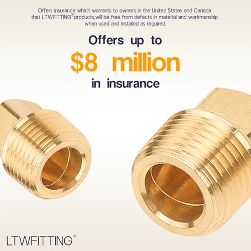 LTWFITTING Brass Pipe Square Head Plug Fittings 3/8 Inch Male NPT Air Fuel Water Boat(Pack of 300) - size: 3/8" Male NPT