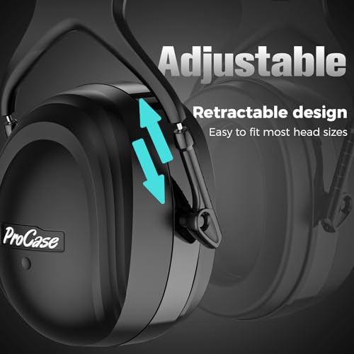 ProCase Extra Large SNR 37dB Noise Cancelling Headphones NRR 30dB Ear Muffs - color: Black