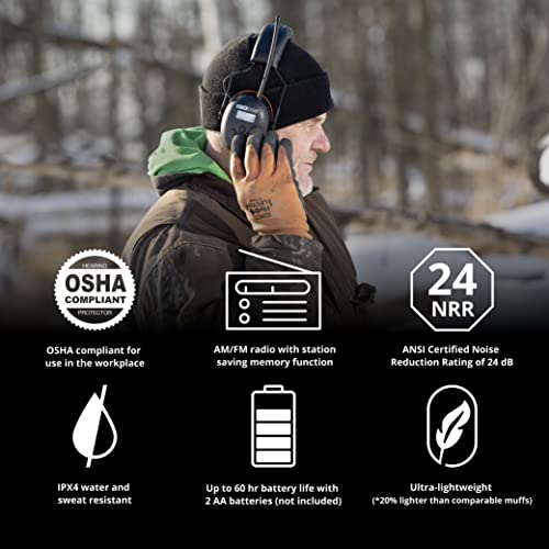 ISOtunes AIR DEFENDER Earmuffs: Comfortable Wireless unisex adult Hearing Protection Earmuffs with 40 Hour Battery Life - color: Red