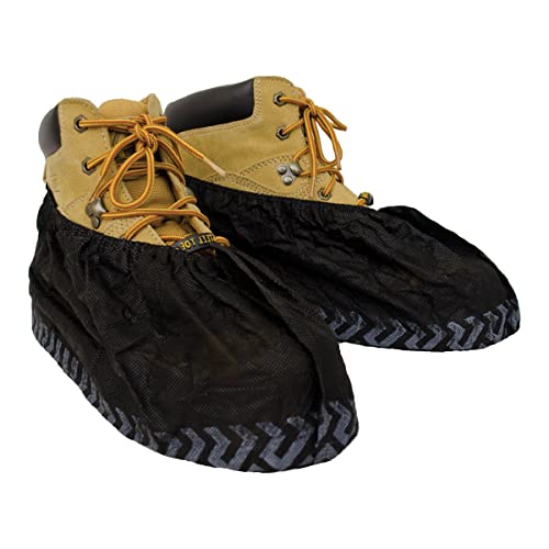 ShuBee Original Disposable, Extra-Large Boot and Shoe Covers, Thicker & Stronger, Durable Protection for Floors - 50 Pairs - color: Black