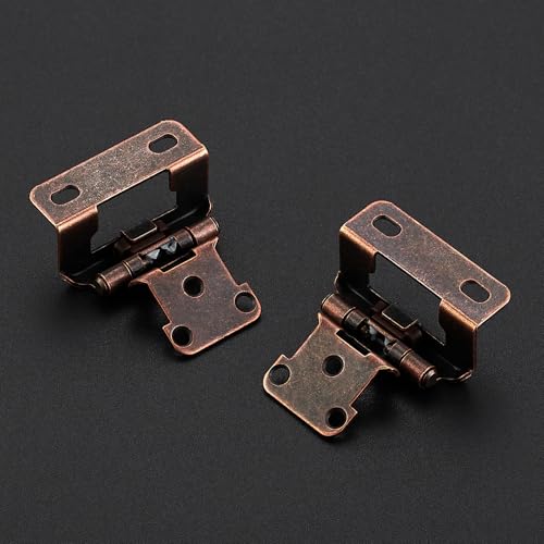 Ravinte Antique Copper Semi-Overlay 1/2 inch Self-Closing Hinges, 10 Pack - color: Antique Copper