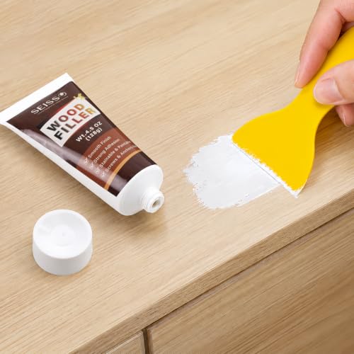 SEISSO White Wood Filler Putty, Waterproof & Paintable for Indoor Outdoor | Stainable & Sandable Wood Putty Filler - Quick Repair for Cracks, Holes, Scratches on Furniture, Cabinets, Floors, Tables