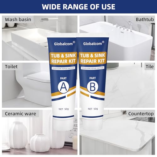 Tub Repair Kit White, Fiberglass Shower tub and Porcelain Sink Repair Kit