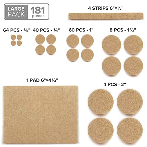 Felt Furniture Pads X-PROTECTOR 181 PCS Premium Furniture Pads - Felt Pads Furniture Feet Best Wood Floor Protectors - Protect Your Hardwood & Laminate Flooring! - size: 181 PCS Beige, Round & Square