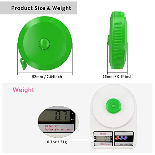 DiCUNO 3-Pack Soft Retractable Measuring Tape, 60-Inch 1.5 Meter, Green - color: Green*3pcs