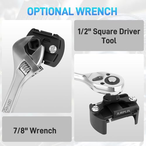 Universal Adjustable Oil Filter Wrench– 2-3/8 to 3-1/8 Inch (60-80mm) Cap Style Tool, 1/2" Drive Removal Tool with Non-Slip Serrated Jaws – Fits Small to Medium Spin-on Filters, UTVs, JetSkis - size: 60-80 mm (1 Piece)