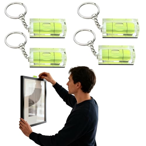 4PCS Magnetic Small Bubble Level 15x15x40mm(0.59x0.59x1.57in) Key Ring Small Leveler Tool - size: 4pcs 40*15