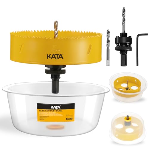 KATA 6 Inch Hole Saw for Recessed Lights with Silicone Dust Bowl Catcher | Smooth One-Piece Bowl Helps Make Cleaner Ceiling Openings for Recessed Lighting, Led Can Lights, Speakers, Drywall, Soft Wood - color: 6 Inch