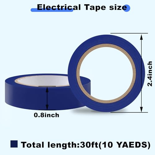 Romeda 9 Pack Electrical Tapes, Electrical Tape Water, Sun, and Oil Resistant, Electrical Tape is Suitable for Most Domestic, Commercial, and Industrial environments - Blue - color: Blue