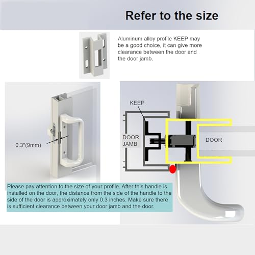 House Guard Sliding Patio Door Handle Set, Mortise Lock, 3-15/16", White - color: White