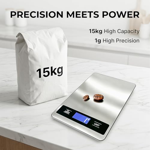 33lb/15kg Digital Food Kitchen Scale, Measuring Recipes Coffee Meat Baking