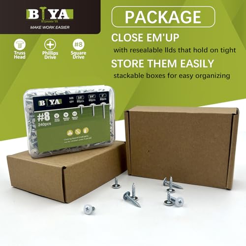 White Wood Screws 240pcs #8 Self Tapping Cabinet 3 Size 1/2 3/4 1 Inch - color: White, size: 240 SCREW COUNT