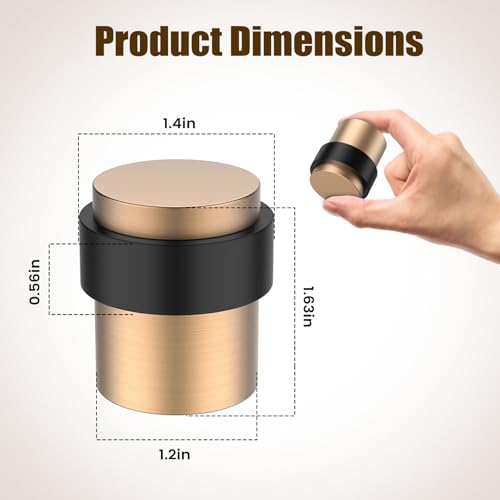 10 Pack Brushed Rose Gold Door Stoppers for Floor Mounting， Door Stopper Heavy Duty，304 Stainless Steel Cylindrical Made with Rubber Bumper，Floor Mount Door Holder Keep Door Open - color: Gold, size: 10 Pieces