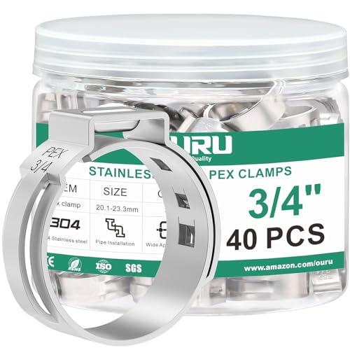 OURU 40PCS 3/4 Pex Crimp Rings, 304 Stainless Steel Pex Fittings - size: 3/4" × 40PCS