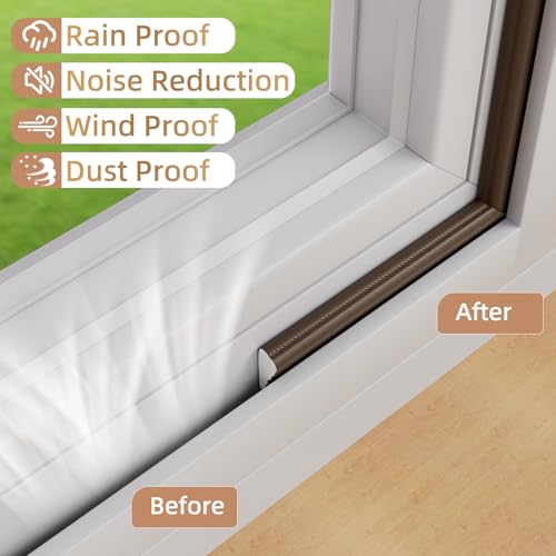Kneelisa 3Pcs×196” Wedge-Shape Foam Window Weather Stripping Door Seal - color: Brown, size: 3pcs×196"