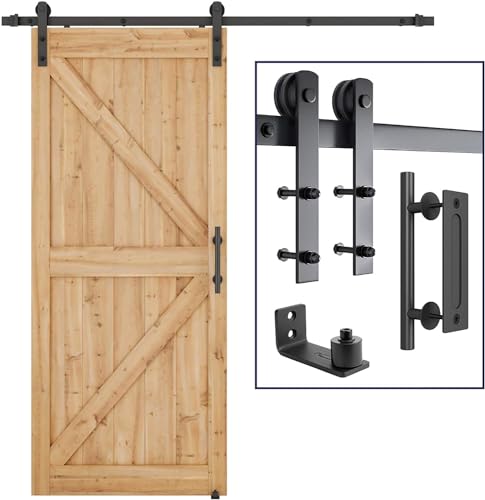 SMARTSTANDARD 6.8 FT Heavy Duty Sturdy Sliding Barn Door Hardware Kit,Black - size: 6.8 Feet