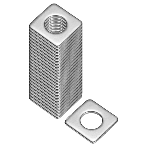 uxcell Square Washer, 25Pcs M10x20x20x2mm 304 Stainless Steel Square Plate Washers Flat Pad Spacer Gasket for Hardware Fastener - size: M10x20x20x2mm