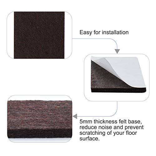 uxcell 32pcs Furniture Pads Square 1 1/4" Self-stick Anti-scratch Felt Pads Reduce Noise for Chair Feet Floor Protector Brown