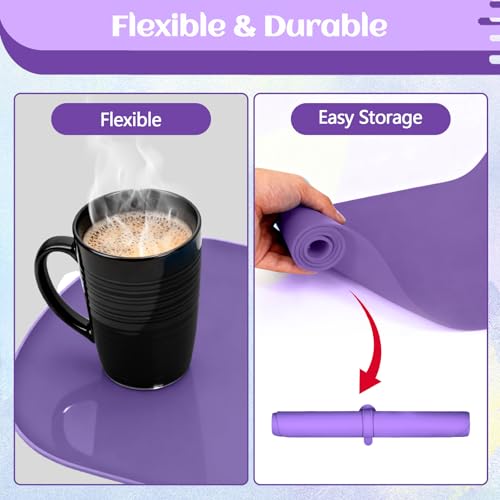 24"x16" Oval Silicone Mats for Crafts - Non-Slip Painting Mat with Raised Edges, Reusable Table Protector for Resin, Clay, Paint ，Playdough ，Jewelry-Making & Crafts Creation (Purple) - color: Purple