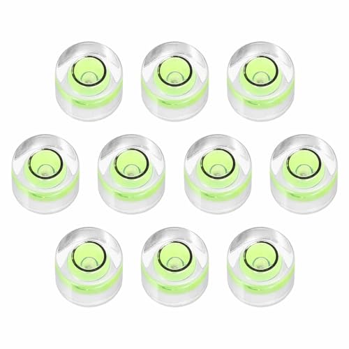10pcs Round Bubble Level 8x5.5mm - Mini Circular Bullseye Spirit Levels Measuring Layout Tools for Leveling Camera/Tripod/Telescope/Workshop/Turntable/Pictures Frame, Green - color: Green, size: 8x5.5mm