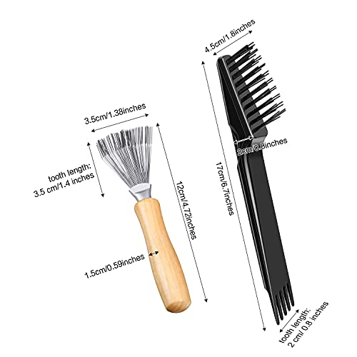 Boao 2 Pack Hair Brush Cleaner,Black,Wood Color,Polished Wooden Handle Rake - color: Black, Wood Color, style: Polished Wooden Handle Rake