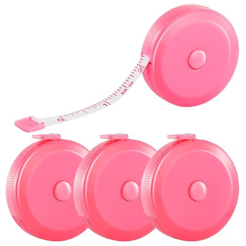 4 Pack Soft Retractable Measuring Tape,60-Inch 150cm,Deep Pink Double Scale Measurement Tape,for Body Measuring Sewing Tailor Cloth Knitting Home Craft Measurements - color: 4 Pack (Deep pink)