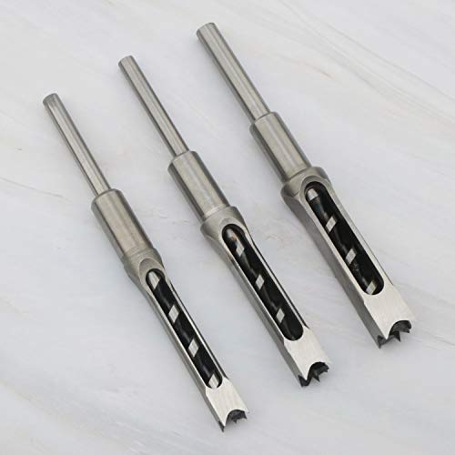 3pcs Woodworking Square Hole Drill Bits Mortising Chisel Set | Countersink Bits, Hole Saw Power Tool Kits, 9/16, 5/8, 3/4-Inch
