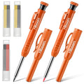 Hiboom 2 Pack Carpenter Pencils with Pencil Cap and 18 Refills, Orange - color: Orange