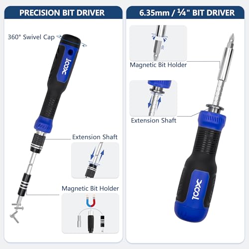 XOOL 200 in 1 Precision Screwdriver Kit, Electronics Repair Tool Magnetic Driver Kit with 164 Bits, Flexible Shaft, Extension Rod for Computer, iPhone, Laptop, PC, PS4, Xbox, Nintendo - color: Blue