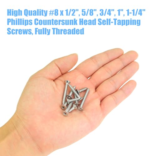 DYWISHKEY 146-Piece Wood Screws Assortment Kit - #8 x 1/2", "5/8", "3/4", "1", "1-1/4" Screws - size: #8