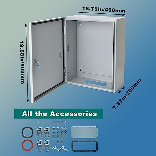 Waterproof Electrical Enclosure 20 x 16 x 8'', Outdoor Electrical Box Weatherproof, Electrical Junction Box with Reinforced Lock - size: 20 x 16 x 8''