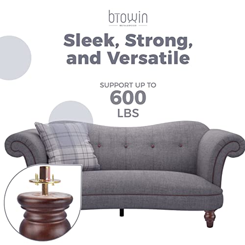 4 inch Solid Wood Bun Furniture Legs, 4Pcs with M8 Bolts, Walnut - color: Walnut