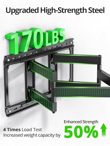 USX MOUNT 85 86 90 98 100 inch Heavy Duty Full Motion TV Wall Mount for 42-100" TVs, TV Mount with Swivel, Tilt & Leveling, Wall Mount Bracket Up to 170lbs, Max VESA 800x600mm, Fits 16/18/24" Studs. - size: 42-100 inch
