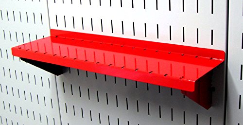 Wall Control Shelf 4in Deep Pegboard Shelf Assembly Pegboard and Slotted Tool Board – Red - color: Red
