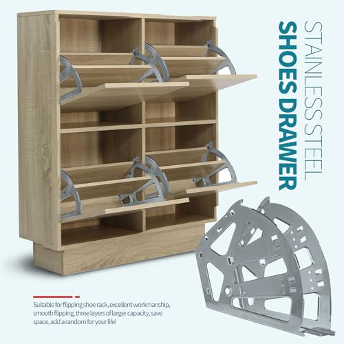 3 Layers Shoes Drawer Cabinet Hinges Flip Frames, Grey, 1 Pair - color: Gray, size: 3 Layers