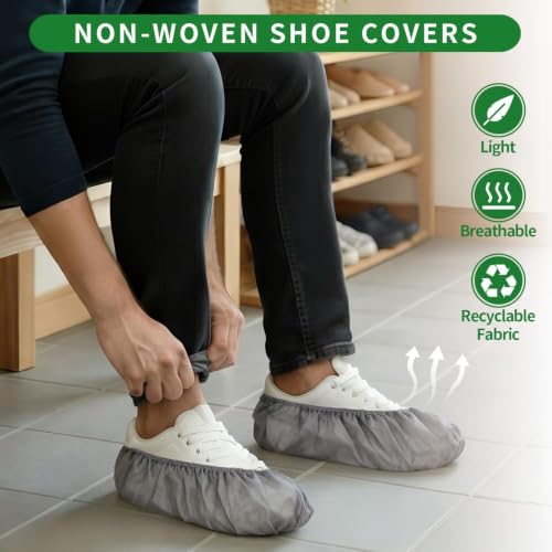 50/100/200 Pack Non-Woven Shoe Covers Disposable for Indoors - color: Gray