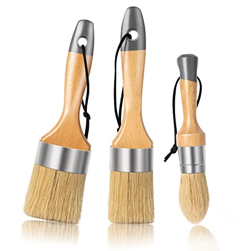 Mister Rui Chalk Wax Paint Brush 3 pcs, Large Wax Brush for Furniture - size: 3PCS, 1 Large, 1 Medium, 1 Small