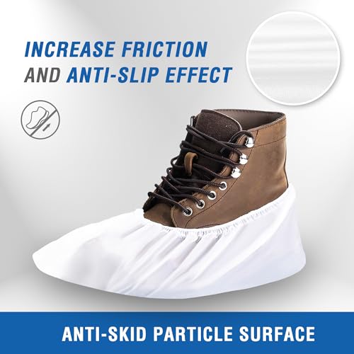 ProtectX White Disposable Shoe & Boot Covers, XL Extra Large, 2000-pack (1000 pairs), Waterproof, Slip Resistant, Durable CPE Plastic, Fits up to Men's 14 US Size and All Women's US Size Shoes - size: White CPE X-Large 2000PK